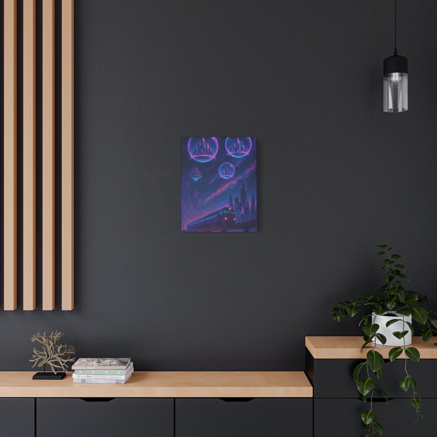 Dreamy Train Journey Canvas Art, Galactic Wall Decor, Fantasy Art Print, Home Office Decoration, Gift for Train Lovers