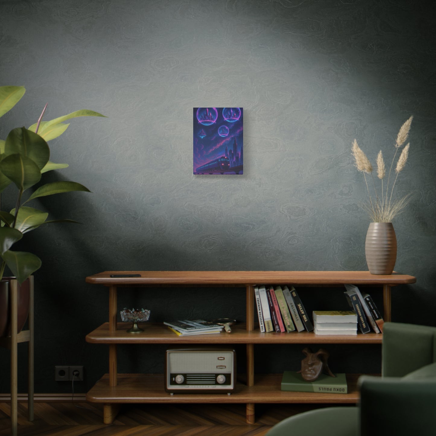 Dreamy Train Journey Canvas Art, Galactic Wall Decor, Fantasy Art Print, Home Office Decoration, Gift for Train Lovers