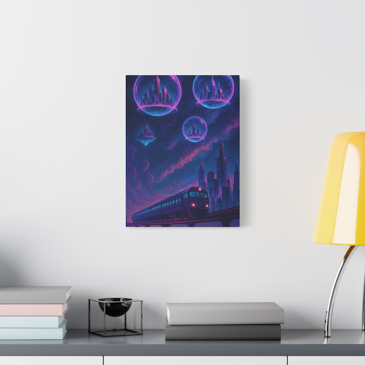 Dreamy Train Journey Canvas Art, Galactic Wall Decor, Fantasy Art Print, Home Office Decoration, Gift for Train Lovers