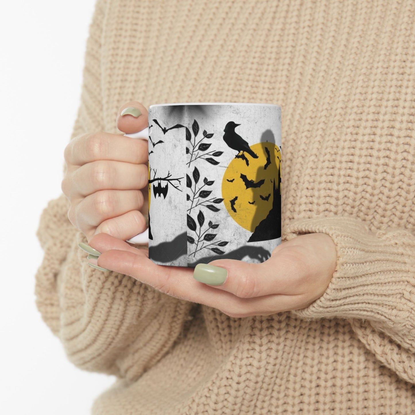 Spooky Vibes Ceramic Mug - Perfect for Halloween, Coffee Lovers, Haunted House Decor, Gift for Friends, Fall Beverages