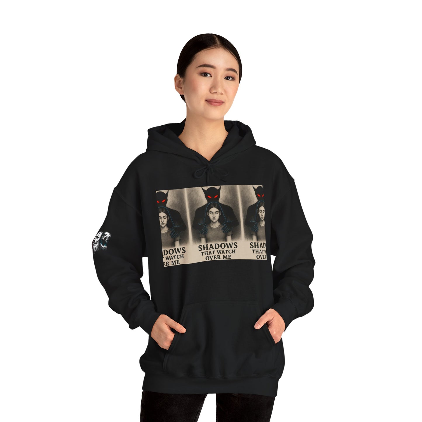 Mystical Shadows Hoodie - Unisex Heavy Blend™, Gothic Sweatshirt, Unique Gift, Halloween Apparel, Cozy Fall Fashion, Statement Piece