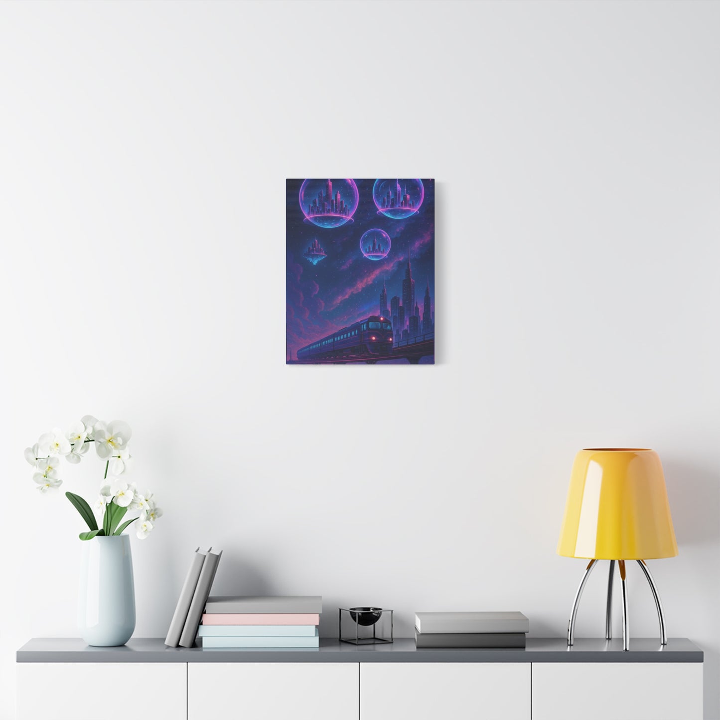 Dreamy Train Journey Canvas Art, Galactic Wall Decor, Fantasy Art Print, Home Office Decoration, Gift for Train Lovers