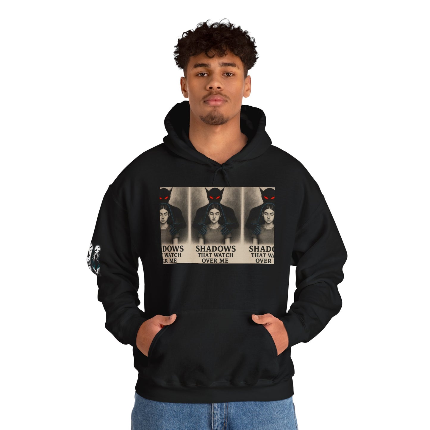 Mystical Shadows Hoodie - Unisex Heavy Blend™, Gothic Sweatshirt, Unique Gift, Halloween Apparel, Cozy Fall Fashion, Statement Piece
