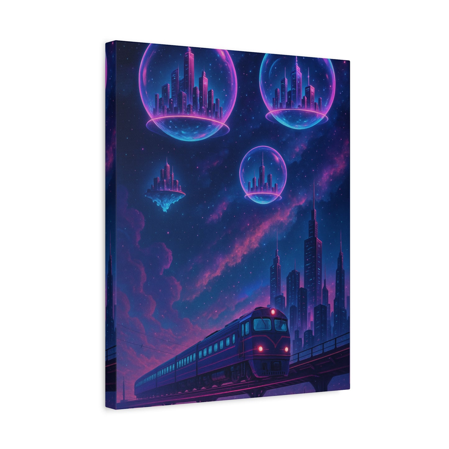 Dreamy Train Journey Canvas Art, Galactic Wall Decor, Fantasy Art Print, Home Office Decoration, Gift for Train Lovers