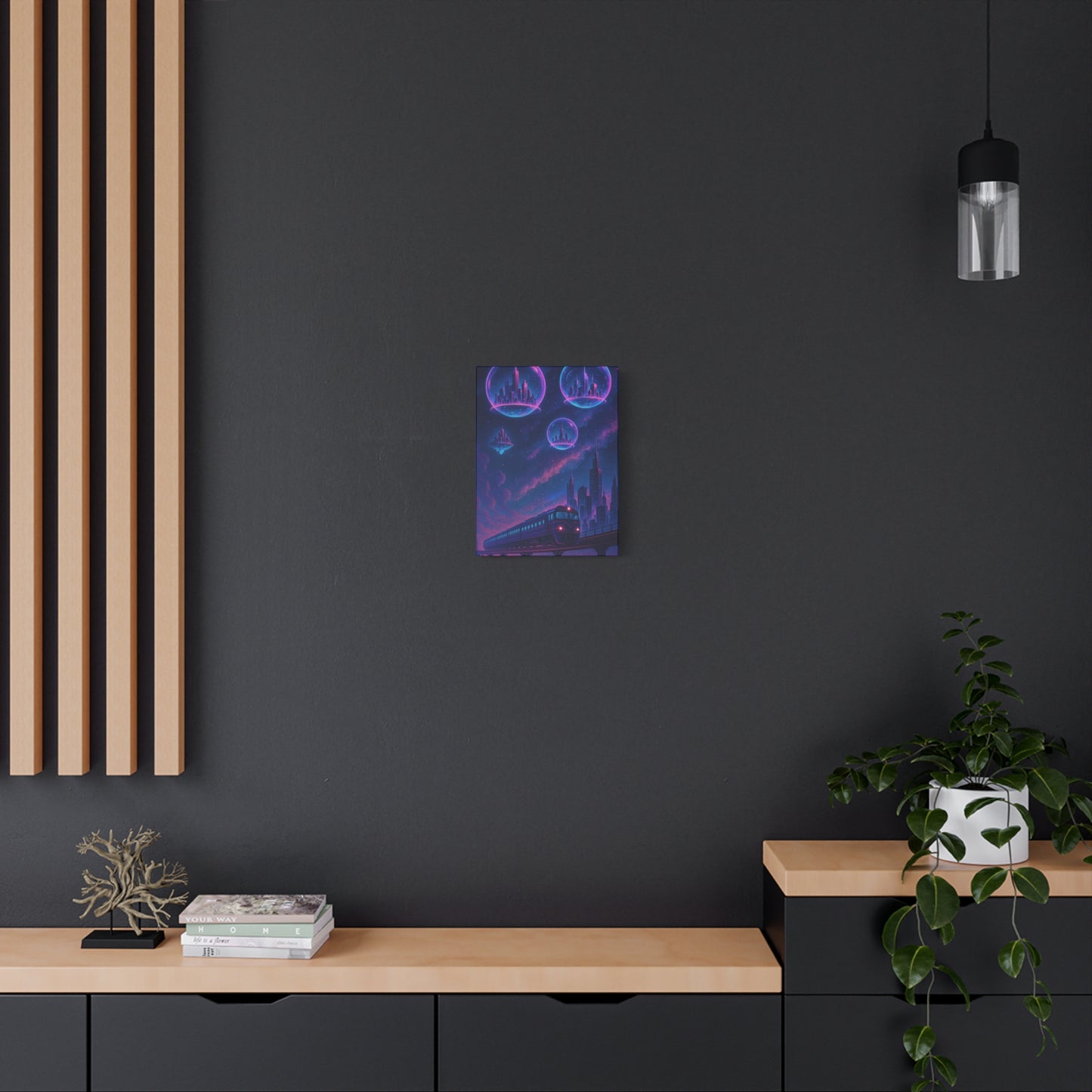 Dreamy Train Journey Canvas Art, Galactic Wall Decor, Fantasy Art Print, Home Office Decoration, Gift for Train Lovers