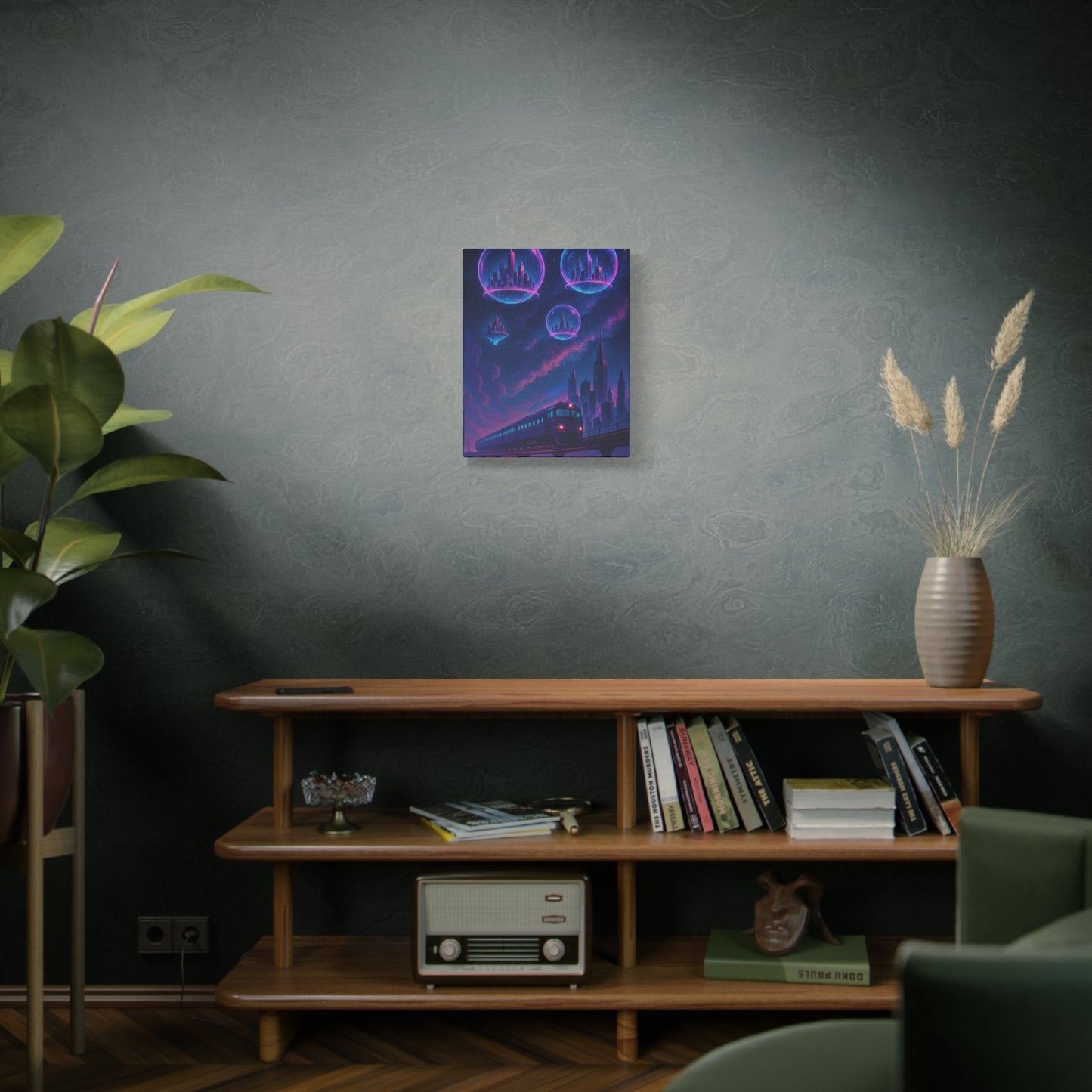 Dreamy Train Journey Canvas Art, Galactic Wall Decor, Fantasy Art Print, Home Office Decoration, Gift for Train Lovers