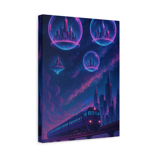Dreamy Train Journey Canvas Art, Galactic Wall Decor, Fantasy Art Print, Home Office Decoration, Gift for Train Lovers
