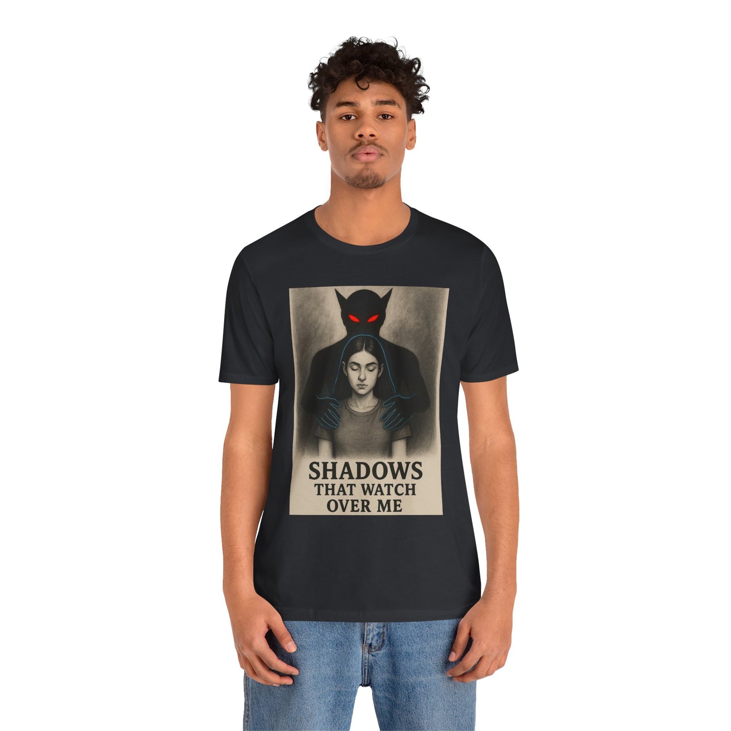 Dark Fantasy Unisex Tee - Shadows That Watch, Protector Shirt, Gothic T-Shirt, Statement Tee, Edgy Wear