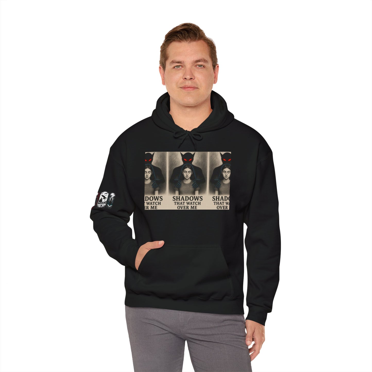 Mystical Shadows Hoodie - Unisex Heavy Blend™, Gothic Sweatshirt, Unique Gift, Halloween Apparel, Cozy Fall Fashion, Statement Piece